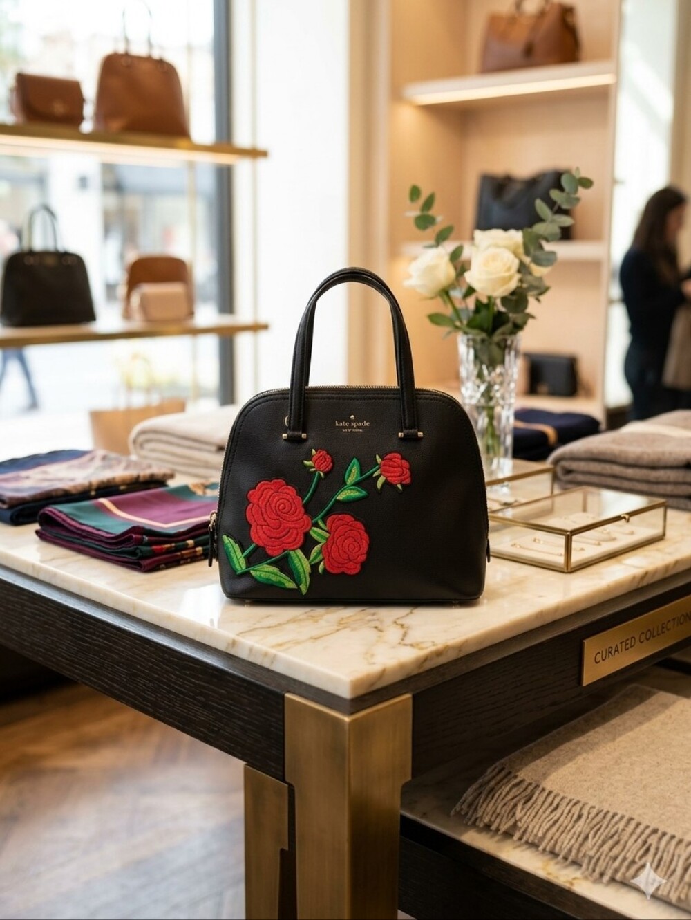 kate spade New York Black Leather Dome Satchel